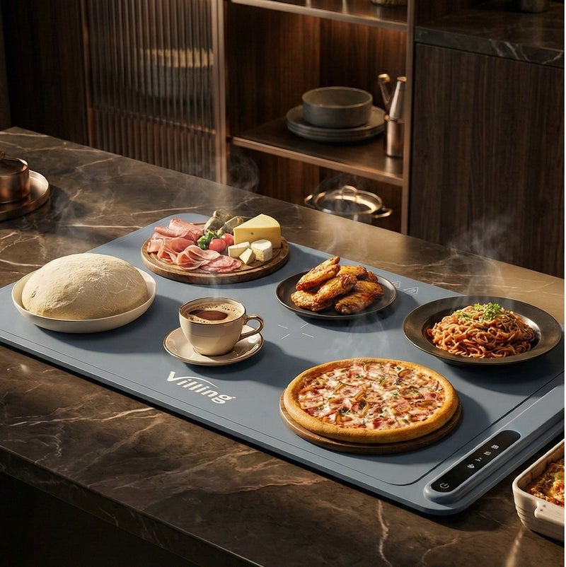 VILLING FOLDABLE FOOD WARMING TRAY - BLUE COLOUR, Full Surface heating, 3Temparture settings, UAE Quality Approved, One Year Warranty, Suitable for Home, Parties, Buffets,etc... - Image 1